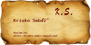 Krisko Sebő névjegykártya